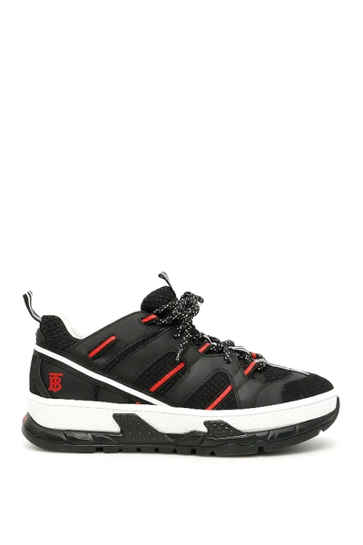 Shop Burberry Union Sneakers In Black,red,white