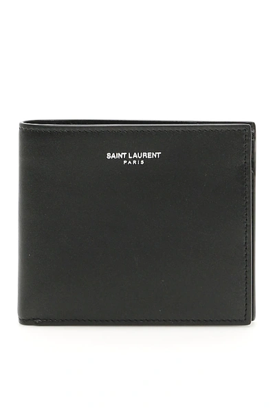 Shop Saint Laurent Leather East West Wallet In Black