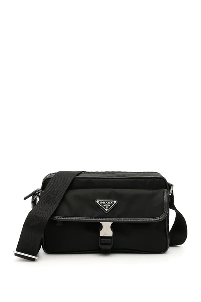 Shop Prada Nylon Messenger Bag In Black