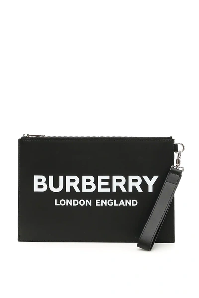 Shop Burberry Edin Logo Pouch In Black,white