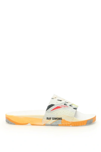 Shop Adidas Originals Torsion Adilette Slides In White,orange,grey