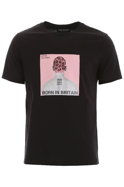 Shop Neil Barrett Born In Britain T-shirt In Black,pink