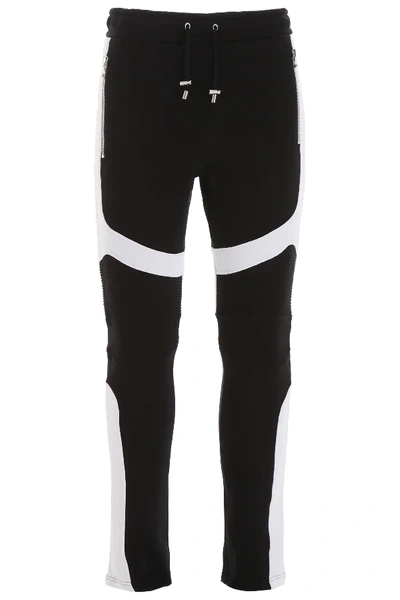 Shop Balmain Bicolor Joggers In Black,white