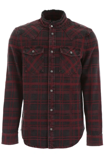 Shop Balmain Check Shirt In Red,black