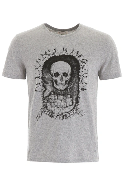 Shop Alexander Mcqueen Skull Logo T-shirt In Grey