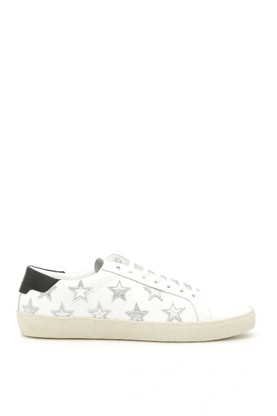 Shop Saint Laurent Sl/06 Star Sneakers In White,black,silver