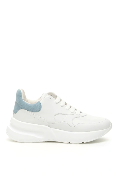 Shop Alexander Mcqueen Oversize Running Sneakers In White,light Blue