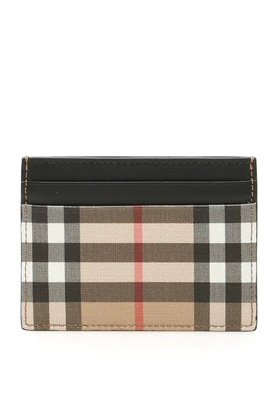 Shop Burberry Vintage Check Sandon Cardholder In Black,beige,white