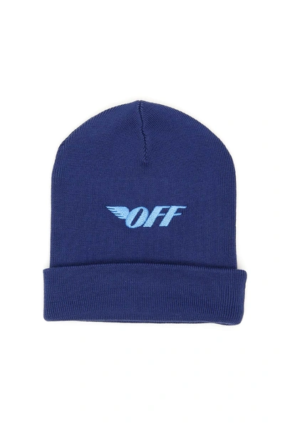 Shop Off-white Embroidered Beanie In Blue