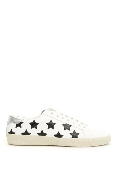 Shop Saint Laurent Stars Sneakers In White,black,silver