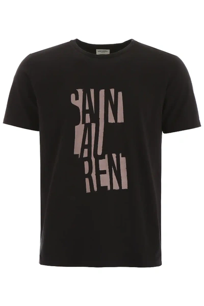 Shop Saint Laurent Logo T-shirt In Black