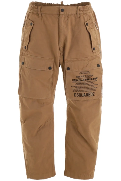 Shop Dsquared2 Cargo Trousers With Logo In Brown