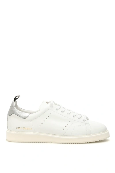 Shop Golden Goose Starter Sneakers In White,silver
