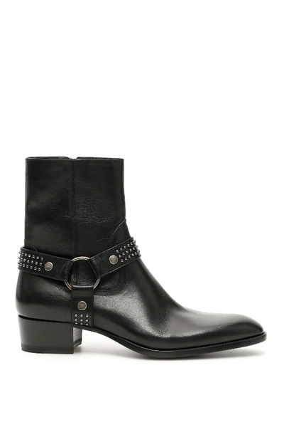 Shop Saint Laurent Harness Wyatt 40 Boots In Black