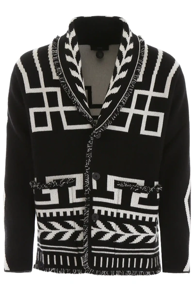 Shop Alanui Lapponia Cardigan In Black,white