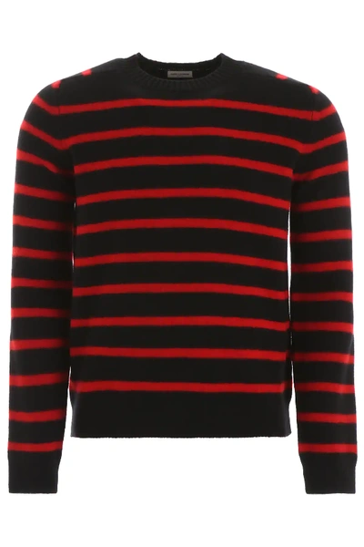 Shop Saint Laurent Wool Pullover In Black,red