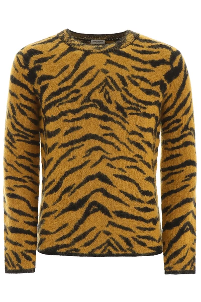 Shop Saint Laurent Zebra Pullover In Yellow,black