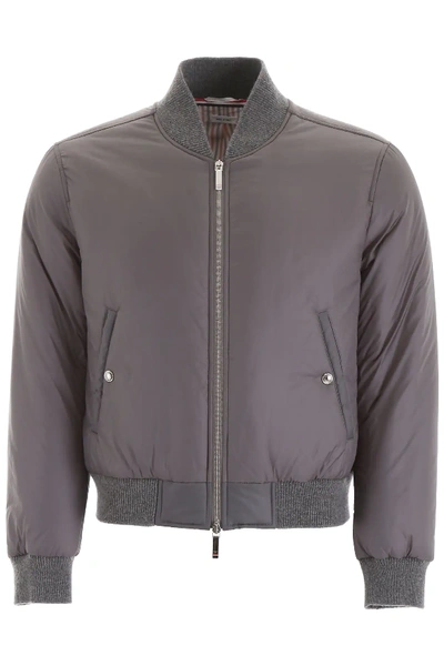 Shop Thom Browne Nylon Bomber Jacket In Grey