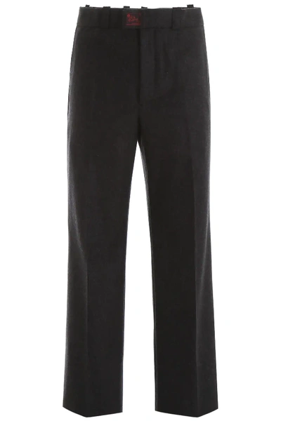Shop Raf Simons Wool Trousers In Grey