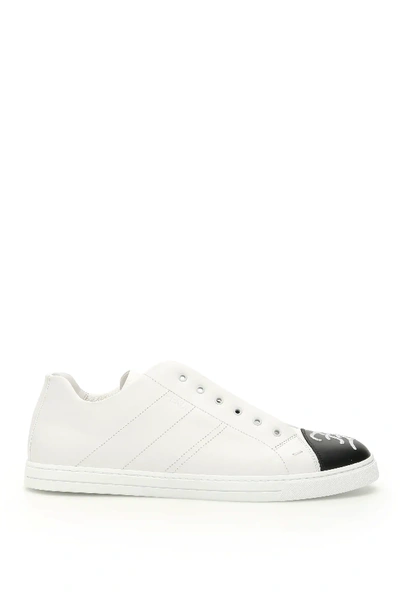 Shop Fendi Ff Karligraphy Slip-ons In White,black