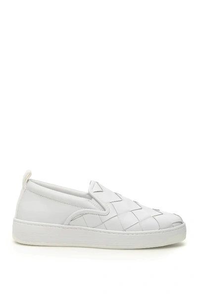 Shop Bottega Veneta Woven Slip-on Sneakers In White