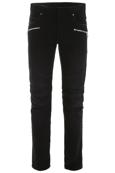Shop Balmain Monogram Jeans In Black
