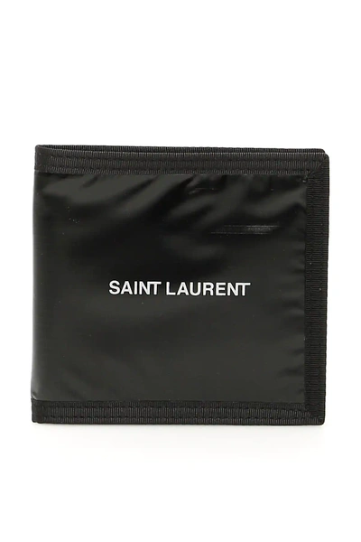 Shop Saint Laurent Nylon Travis Wallet In Black