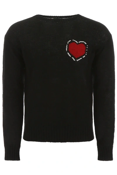 Shop Prada Heart Pullover In Black