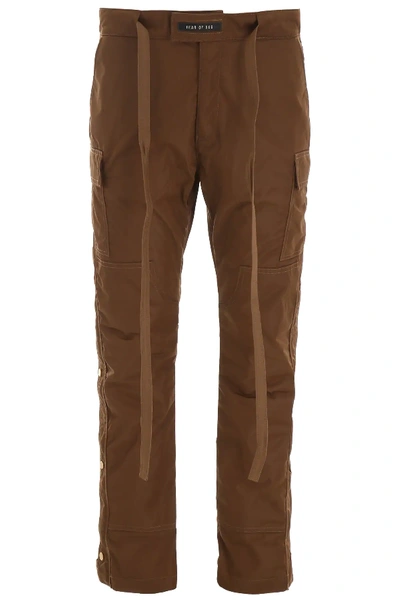 Shop Fear Of God Nylon Cargo Trousers In Brown