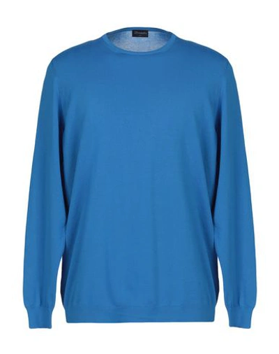 Shop Drumohr Man Sweater Bright Blue Size 36 Cotton