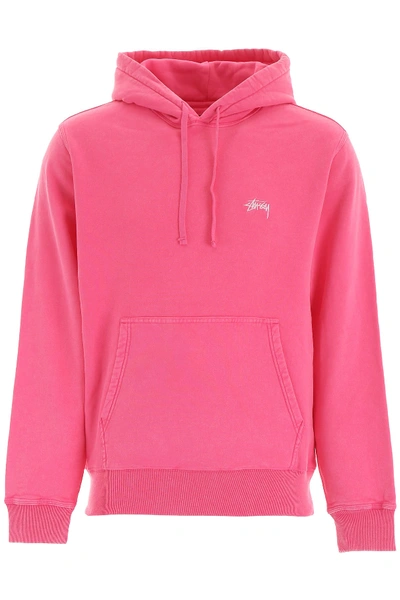 Shop Stussy Hoodie With Logo Embroidery In Pink