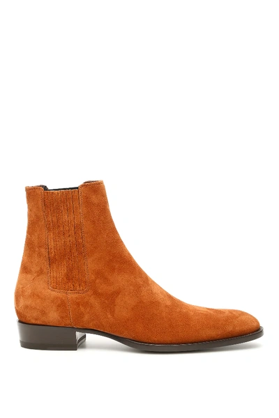 Shop Saint Laurent Wyatt 30 Chelsea Boots In Brown