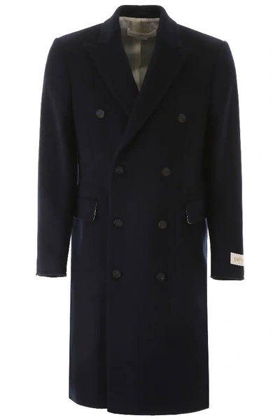 Shop Golden Goose Double-breasted Coat In Blue