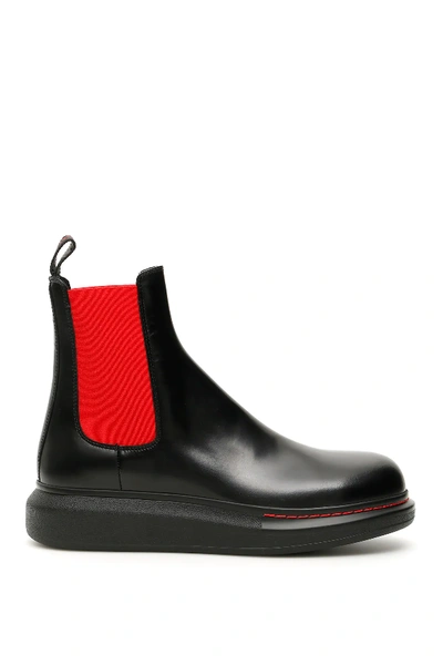 Shop Alexander Mcqueen Chelsea Boots In Black,red