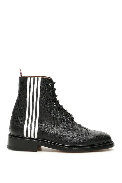 Shop Thom Browne Wingtip Boots In Black