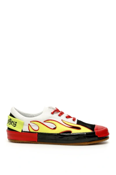 Shop Palm Angels Multicolor Flame Sneakers In Yellow,white,red