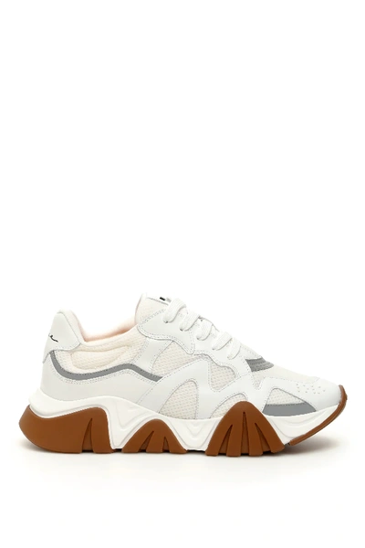 Shop Versace Squalo Sneakers In White,grey,brown