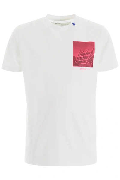 Shop Off-white Printed T-shirt In White,fuchsia
