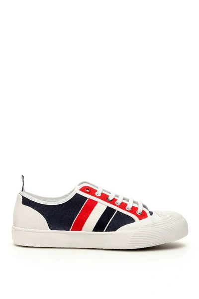 Shop Thom Browne Striped Sneakers In Blue,white,red