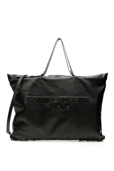Shop Saint Laurent Logo Maxi Tote Bag In Black