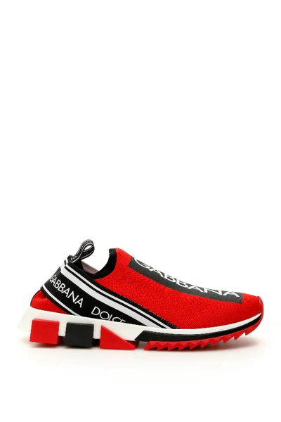 Shop Dolce & Gabbana Running Knit Sneakers In Red,black,white