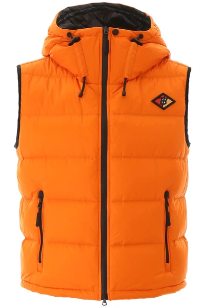 Shop Burberry Padded Vest In Orange