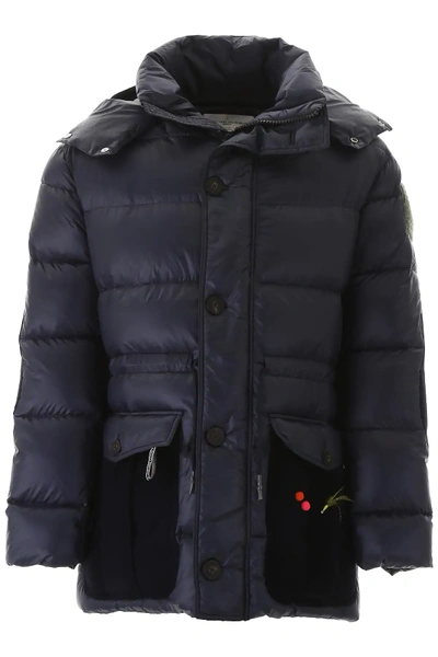 Shop Golden Goose Puffer Jacket With Patches In Blue