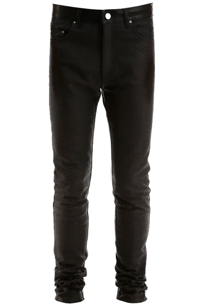 Shop Amiri Python Print Leather Trousers In Black