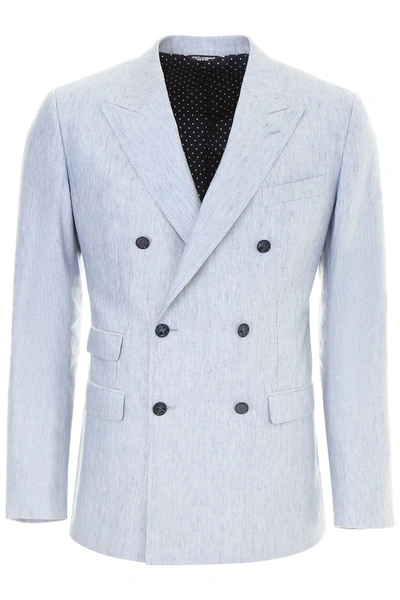 Shop Dolce & Gabbana Double-breasted Blazer In Blue,light Blue