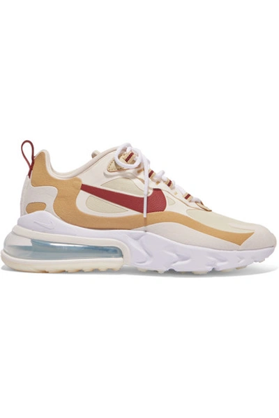Shop Nike Air Max 270 React Neoprene And Faux Leather Sneakers In Tan