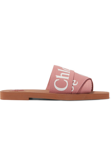 chloe logo slide sandals