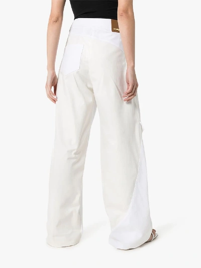 Shop Jacquemus Panelled Wide Leg Jeans In White
