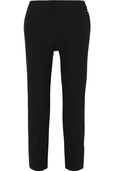 Shop Chloé Cropped Stretch-wool Straight-leg Pants In Black