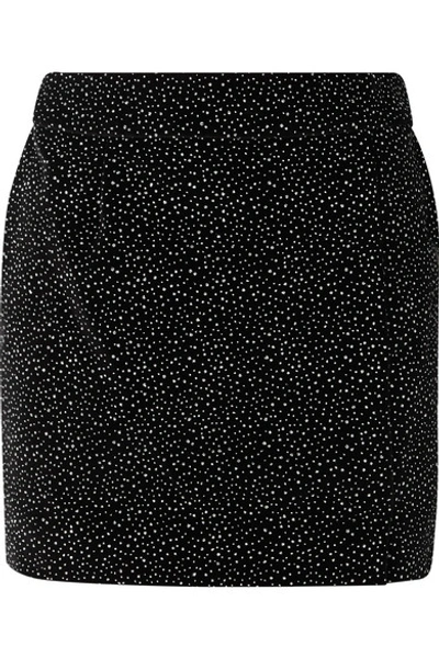 Shop Bella Freud Glittered Cotton-velvet Mini Skirt In Black
